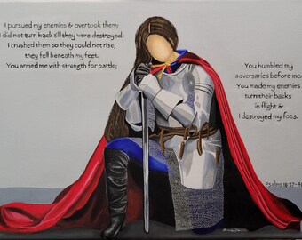 Destroy Foes Religious Woman Warrior Prophetic Art Print By Amanda Norman