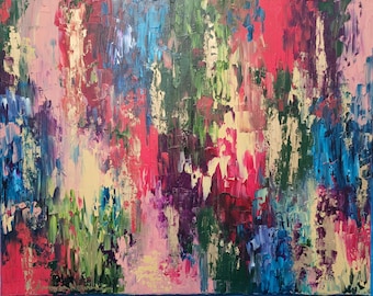 English Flower Garden #5 Abstract oil painting original On canvas 16x20 by Amanda Norman