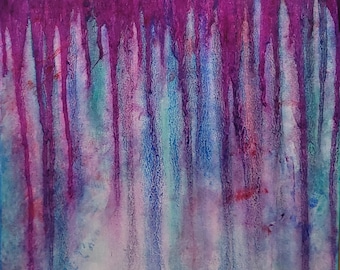 Violet Drip original Acrylic Painting 14x14in canvas by Amanda Norman