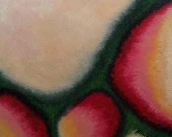 Verdant Blush original oil Painting 14x14in canvas by Amanda Norman