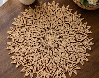 Modèle de napperon au crochet | Napperon ananas au crochet | Tutoriel de napperon en dentelle à pointes étoilées | Centre de table rond bohème vintage | Téléchargement instantané