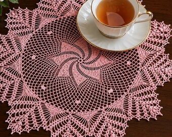 Modèle de napperon au crochet, napperon en dentelle élégante, centre de table vintage, motif floral au crochet, napperon rond (PDF, téléchargement numérique)