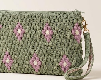 Modèle de sac à main au crochet, Modèle de sac fleuri au crochet, Modèle de sac à fleurs (PDF), Modèle de pochette au crochet, Modèle de sac fait main, Téléchargement numérique
