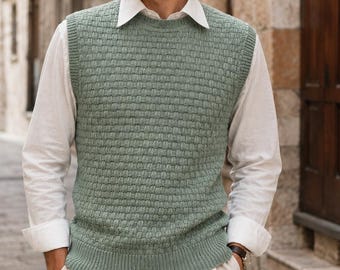 Strickmuster für Herrenpullover mit Rundhalsausschnitt – Vintage-Pullover (PDF) – Strickmuster für Herrenpullover – Sofortiger digitaler Download
