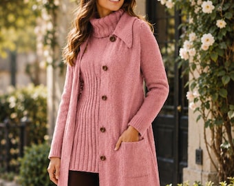 Modèle de cardigan au crochet | Cardigan long vintage au crochet | Chandail à capuchon pour femmes | Manteau d'hiver douillet | Téléchargement instantané PDF