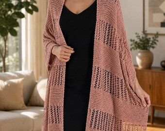 Modèle de châle au crochet | Tutoriel châle en dentelle vintage | Écharpe bohème rose poudré | Téléchargement instantané