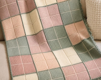 Modèle de couverture au crochet PDF, Modèle de plaid patchwork, Modèle de jeté au crochet, Couverture carrée, Modèle de crochet vintage, Téléchargement numérique