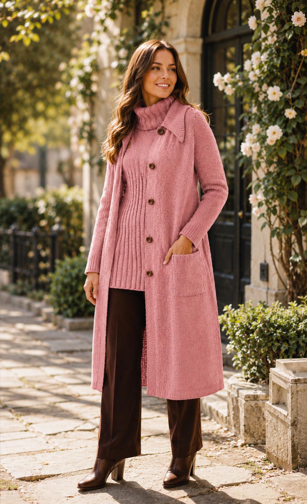 Vintage-Inspired Button-Front Coatigan