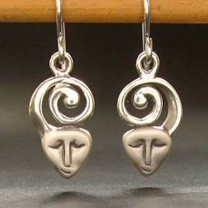 Face Spiral earrings, spiral sterling silver handmade in USA
