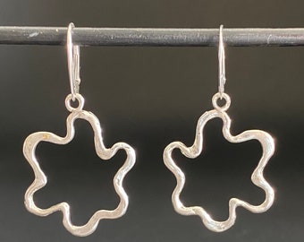 Cloud earrings, 1-1/8" sterling silver dangle earrings, handmade in USA