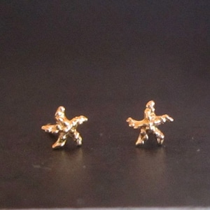 Tiny gold Starfish earrings, 4mm, yellow, rose or white gold starfish posts, single or pair, solid 14k gold, made in USA