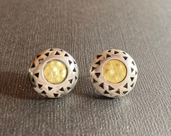 Round silver & gold studs, round post earrings, handmade in USA