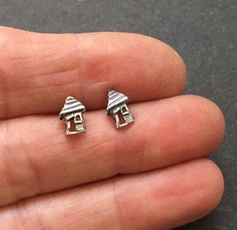 Stay HOME earrings Tiny house studs handmade in USA