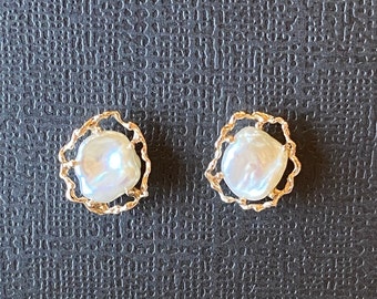 Freshwater Pearl earrings, 14k gold, handmade in USA