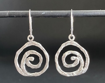 Silver Spiral 7/8" earrings handmade in USA