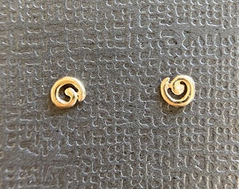 3mm Gold Spiral studs, TINY, solid 14k post earrings, handmade in USA