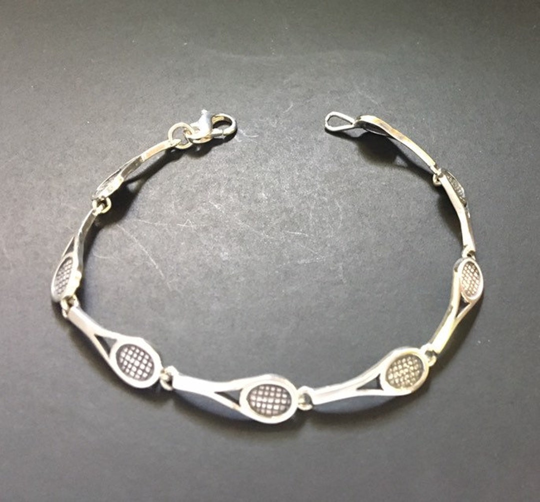 Tennis Racket Bracelet Sterling Silver, Tennis Racquet Handmade in USA
