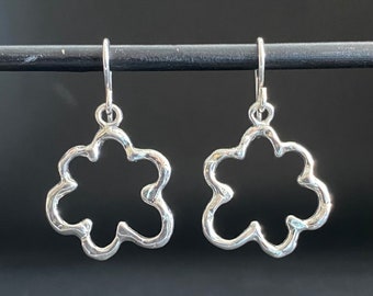 Cloud earrings, 7/8" sterling silver dangle earrings, handmade in USA