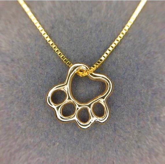 Gold Paw Pendant 9mm Paw Necklace Solid 14k Gold Handmade Etsy