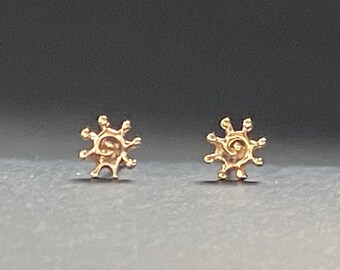 Tiny 14k Gold Sun Studs: 4mm Handmade Earrings