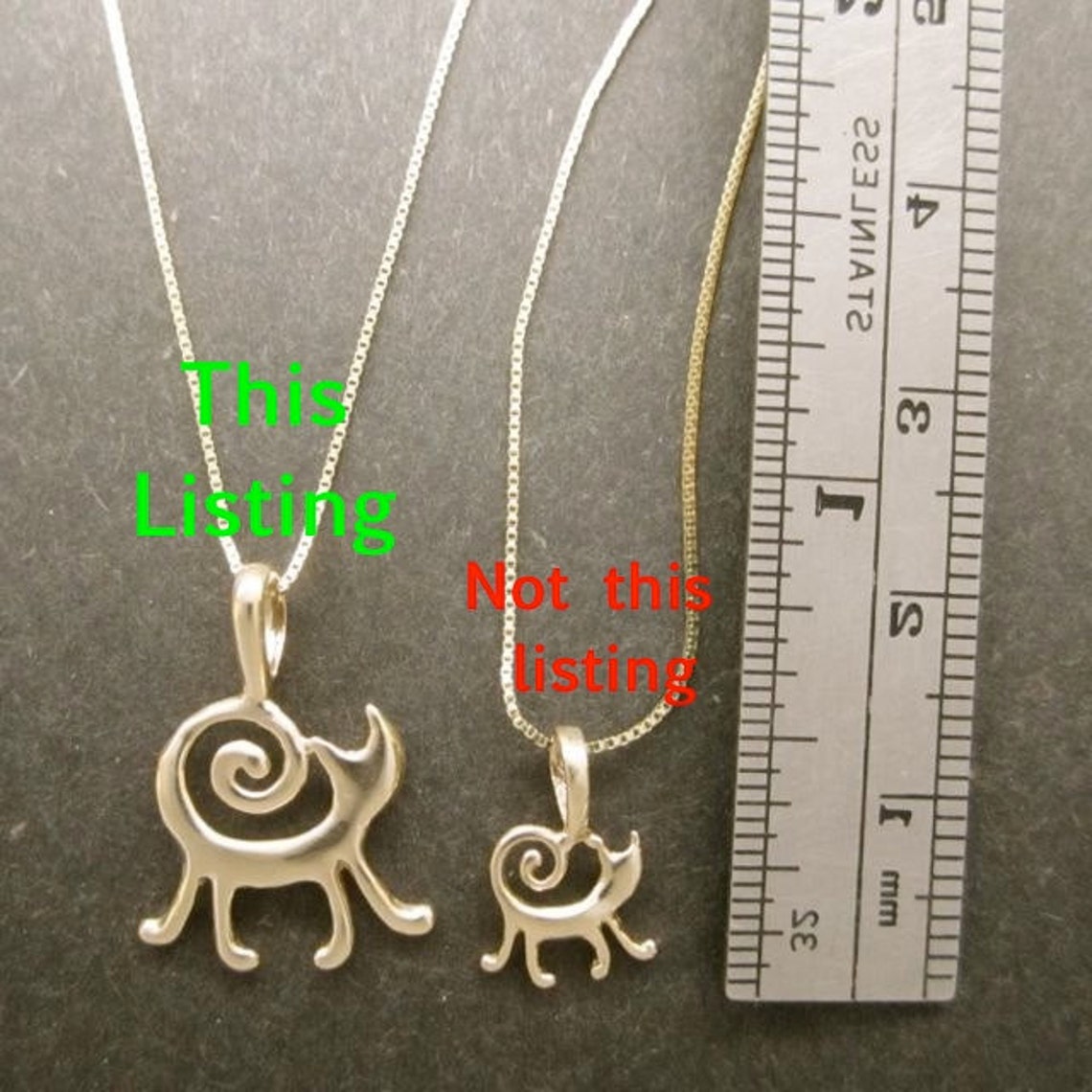 14k Gold Cat Pendant Solid Gold Cat Necklace Recycled Etsy