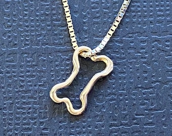 Gold Bone 10x6mm pendant, solid 14k bone necklace, handmade in USA