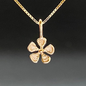 Gold Flower, TINY Daisy pendant, solid 14k gold necklace, handmade in USA