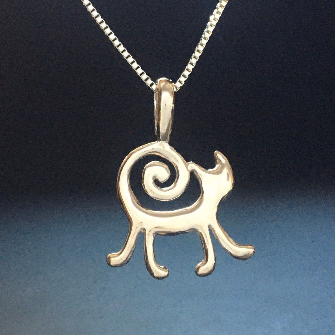 14k Gold Cat Pendant Solid Gold Cat Necklace Recycled Etsy