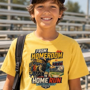 Baseball Player Back to School Shirt, Homeroom to Home Run Kids Tee, Student Athlete Gift for Boys Girls, Youth Travel Ball Season image 5