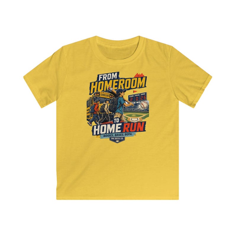 Baseball Player Back to School Shirt, Homeroom to Home Run Kids Tee, Student Athlete Gift for Boys Girls, Youth Travel Ball Season image 9