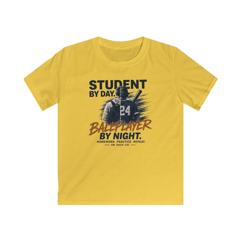 Honkbalspeler T-shirt voor de start van het schooljaar, T-shirt met de tekst "Huiswerk oefenen herhalen", cadeau voor student-atleten (jongens en meisjes), jeugdteam voor honkbalseizoen afbeelding 12