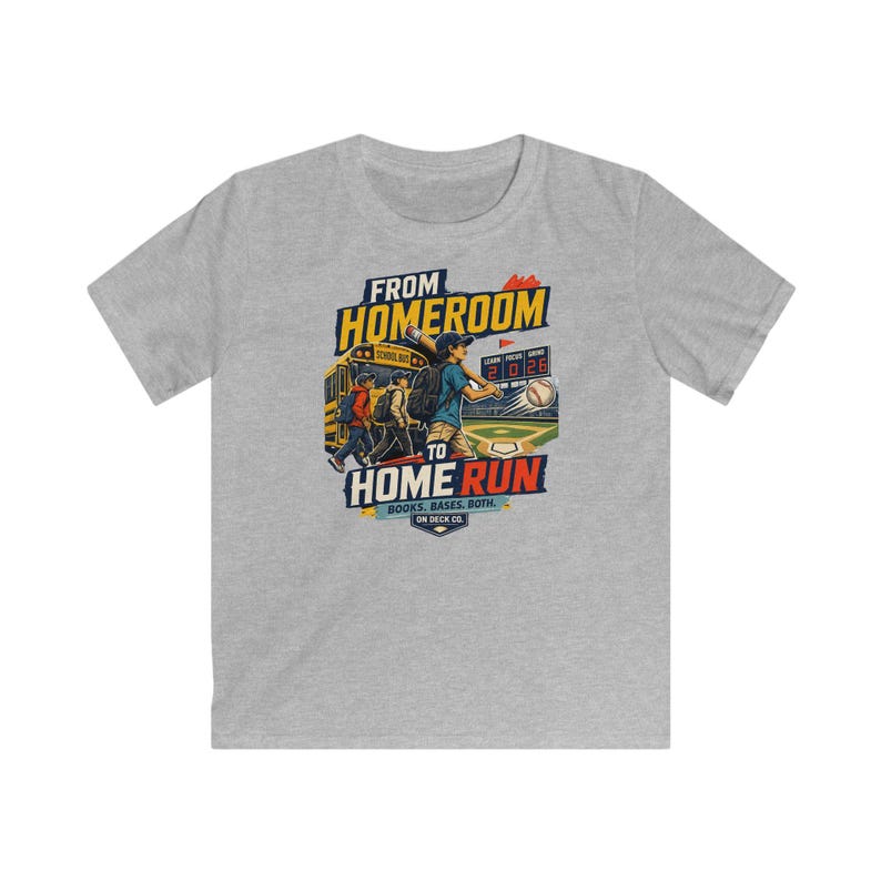 Baseball Player Back to School Shirt, Homeroom to Home Run Kids Tee, Student Athlete Gift for Boys Girls, Youth Travel Ball Season image 8