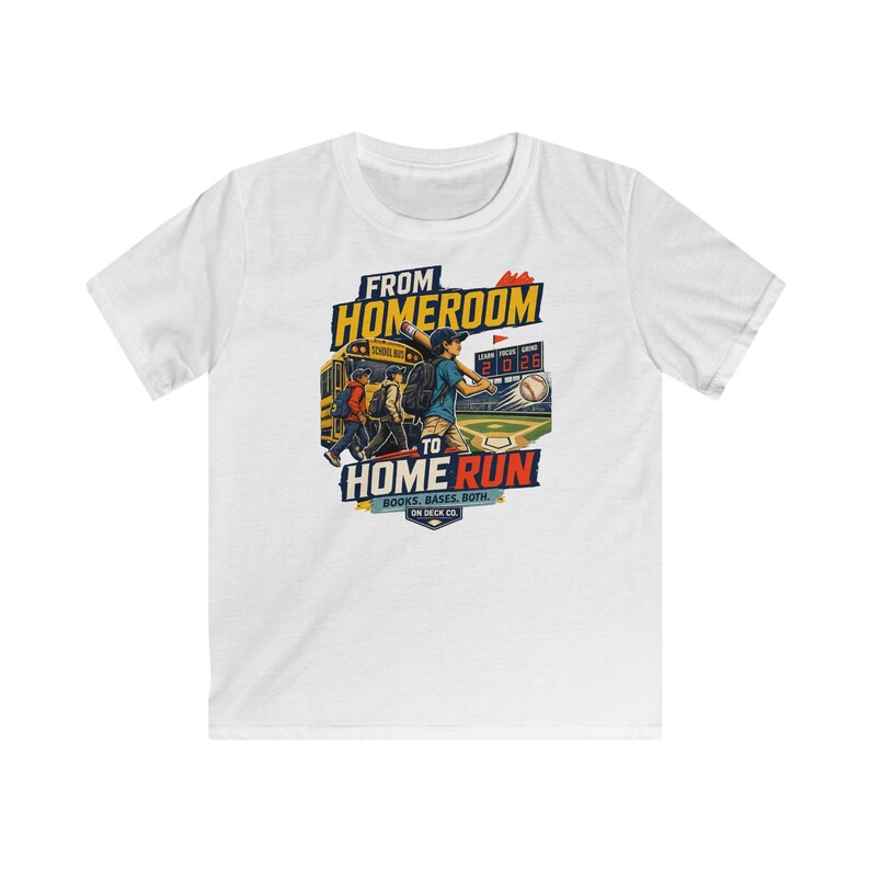 Baseball Player Back to School Shirt, Homeroom to Home Run Kids Tee, Student Athlete Gift for Boys Girls, Youth Travel Ball Season image 6