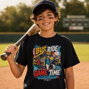 Camiseta de regreso a clases para jugadores de béisbol, camiseta infantil para ir al partido en autobús, regalo para estudiantes atletas (niños y niñas), temporada de béisbol juvenil de viaje. imagen 5