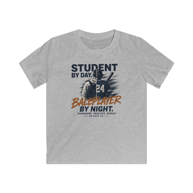 Honkbalspeler T-shirt voor de start van het schooljaar, T-shirt met de tekst "Huiswerk oefenen herhalen", cadeau voor student-atleten (jongens en meisjes), jeugdteam voor honkbalseizoen afbeelding 8