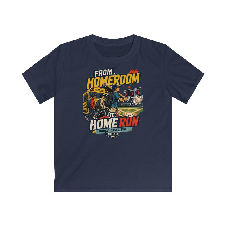 Baseball Player Back to School Shirt, Homeroom to Home Run Kids Tee, Student Athlete Gift for Boys Girls, Youth Travel Ball Season image 10