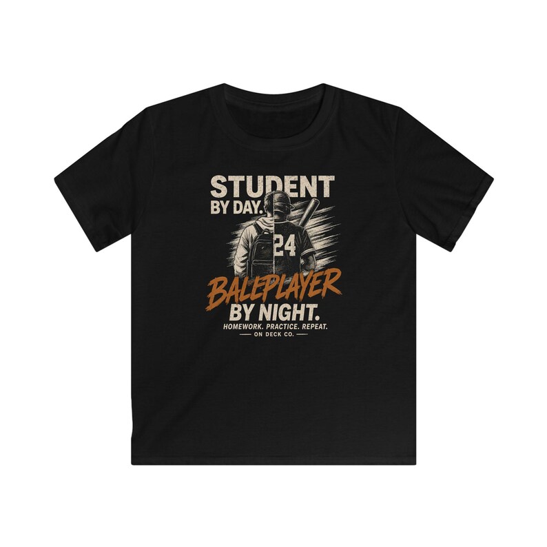 Honkbalspeler T-shirt voor de start van het schooljaar, T-shirt met de tekst "Huiswerk oefenen herhalen", cadeau voor student-atleten (jongens en meisjes), jeugdteam voor honkbalseizoen afbeelding 11