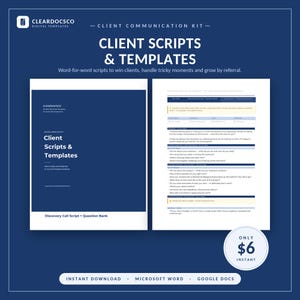 Freelancer Client Scripts & Templates | Discovery Call, Testimonial, Referral (Word Download)