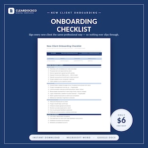 New Client Onboarding Checklist Template | Freelancer Welcome Kit (Word Download)