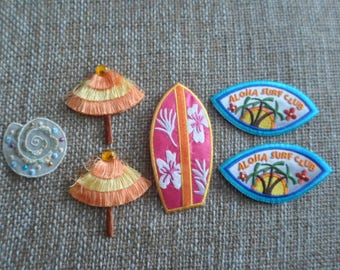 6 Tropical Iron On Appliques, Decorative Appliques, Sewing, Crafting, Fabric Patches, Fabric Applique's, Sewing Supplies, Appliques, Patches