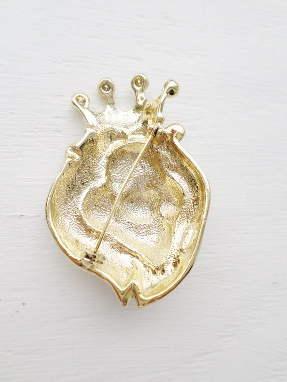 Vintage Brushed & Shiny Gold Tone Lion With A Jew… - image 3