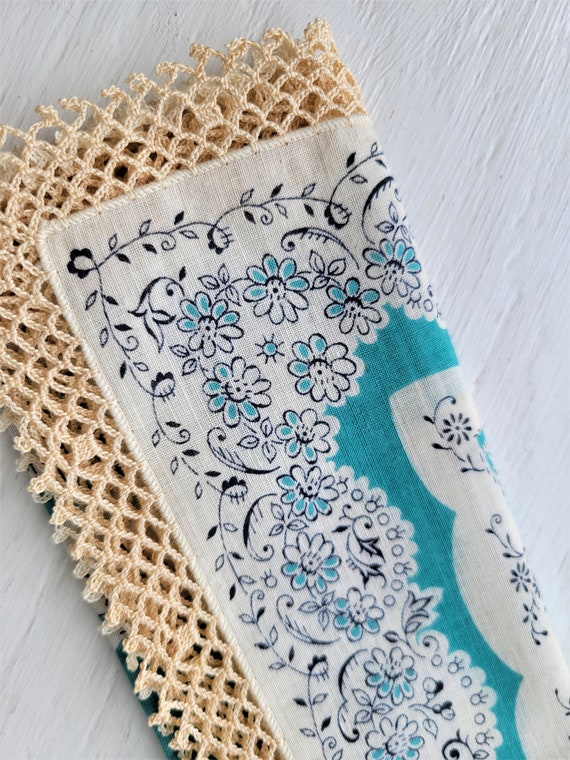 Vintage Cotton Handkerchief With Crochet Edges, Tu