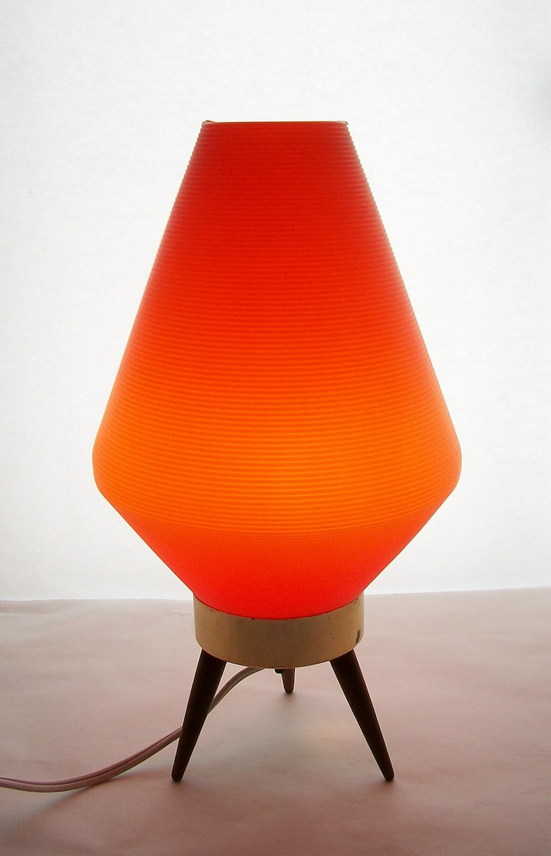 Rare Vintage Mid Century Modern Atomic Orange Lamp Eames Era Etsy