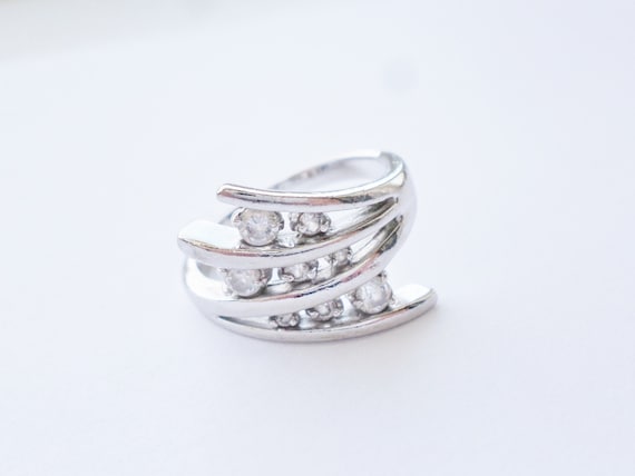 Vintage RSC Silvertone Ring Size 5 8 Clear Round Cry Gem