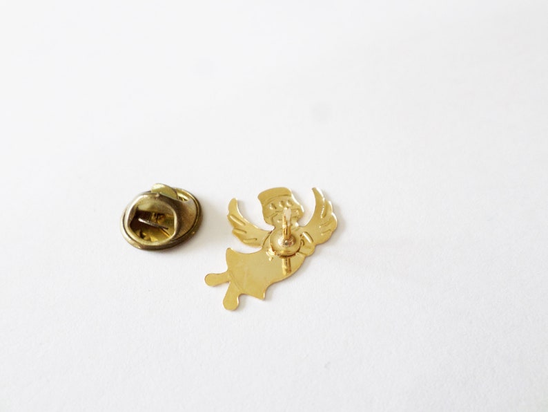Tie Tack Unisex Jewelry Guardian Angel Pin Flying Angel Religious Vintage Angel Lapel Pin Spiritual Gold Tone