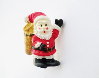 Vintage Small Santa Claus Lapel Pin,  Santa With A Toy Bag, Tiny, Waving Santa, Christmas Pin, Holiday, Unisex Pin, Pin