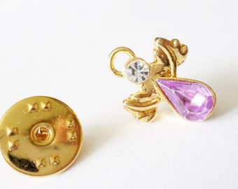 Tie Tack Unisex Jewelry Guardian Angel Pin Flying Angel Religious Vintage Angel Lapel Pin Spiritual Gold Tone