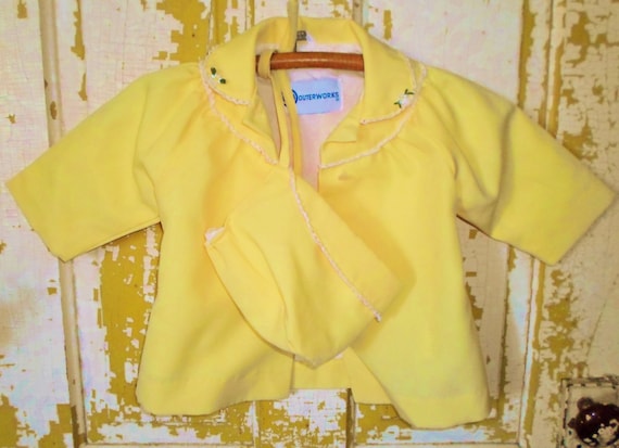 Vintage Little Girls Outerworks Yellow Light Coat… - image 1