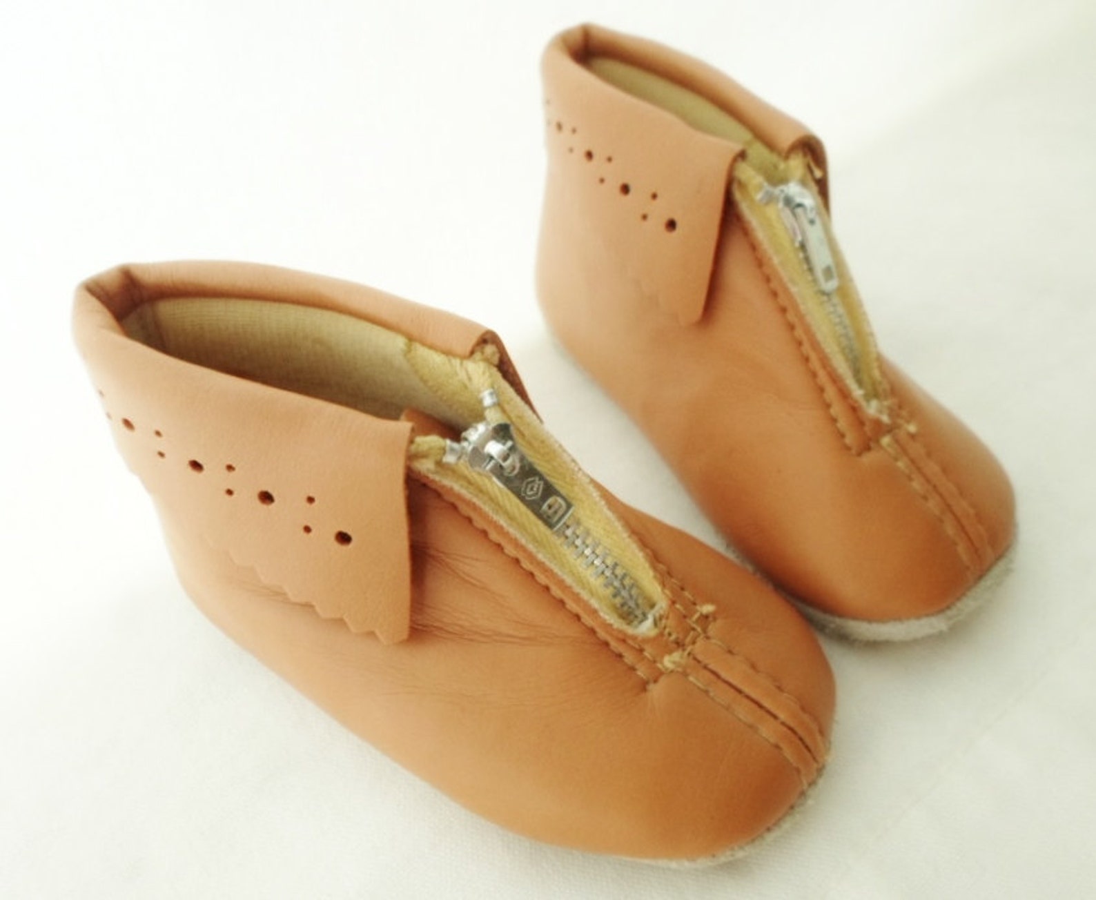 Vintage Leather Baby Shoes Moccasins Made in Hong Kong Size Etsy
