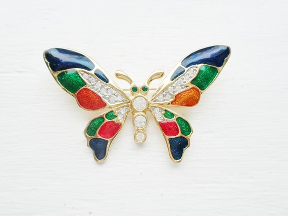 Vintage Rhinestone Butterfly Pin Rhinestone Butterfly Brooch 